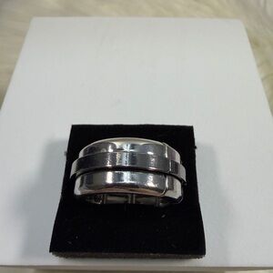 🩷5/$10 PAPARAZZI Men's Stainless Silver Tone Wide Band Ring